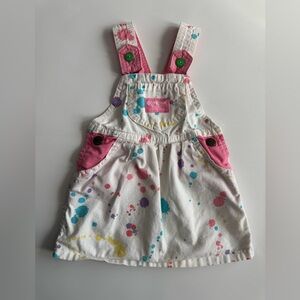 Vintage 80s OshKosh B’gosh 2T Splatter Pain Overall Dress Paper Tag